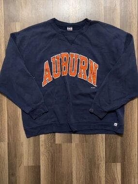 Vintage RUSSELL ATHLETIC AUBURN Distressed Men’s Blue XL Crewneck Sweatshirt